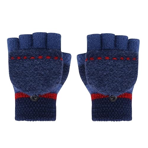 Kinder Convertible Winter Handschuhe für Mädchen Jungen 4-8 Jahre Halb Fingerlose Handschuhe mit Flip-Top Kaltes Wetter Kinder Fäustlinge Warme Strick Handschuhe Warm Isolierte Handschuhe Geschenk von Cysocool