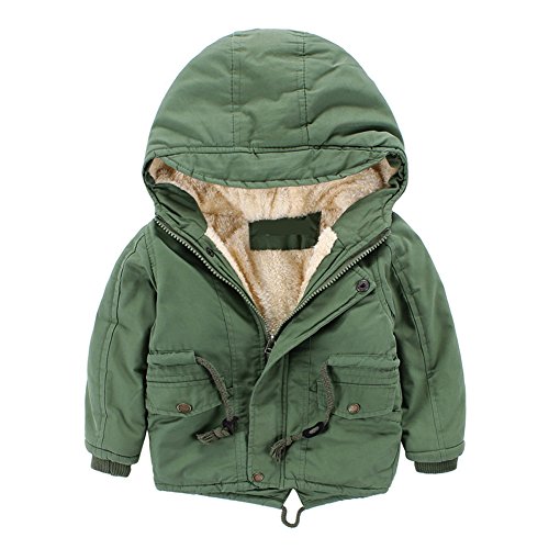 Cystyle Winterjacke für Kinder Jungen Mädchen Mantel Trenchcoat Outerwear mit Kapuzen (110/Körpergröße 98-104cm, Grün) von Cystyle_Kinder