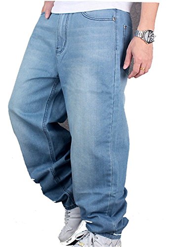 CYSTYLE Herren Jeanshose Baggy Jeans Denim Straight Leg Loose Fit in Hellbalu von CYSTYLE