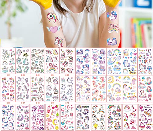 Einhorn Tattoos Mädchen, 30 Blätter Einhorn Tattoo Kinder Hautfreundlich Kindertattoos Mädchen Einhorn Sticker Temporäre Tattoos Mitgebsel Kindergeburtstag Gastgeschenke Kleine Geschenke für Mädchen von Cytecedx