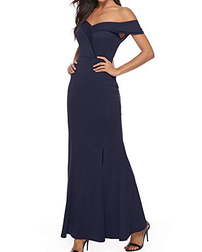 Cytree Damen Elegant Langes Abendkleid V-Ausschnitt Ballkleider Cocktailkleider Festlich Kleider Blau S von Cytree