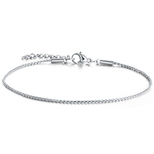 CyxenNova Armband Herren Armbänder Für Herren Edelstahl Königskette Silber Herren Schmuck Geschenke Für Männer, Dad, Freund, Ehemann, Bruder(2mm, Silber-Stil-5) von CyxenNova