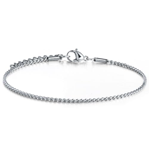 CyxenNova Armband Herren Armbänder Für Herren Edelstahl Königskette Silber Herren Schmuck Geschenke Für Männer, Dad, Freund, Ehemann, Bruder(3mm, Silber-Stil-5) von CyxenNova