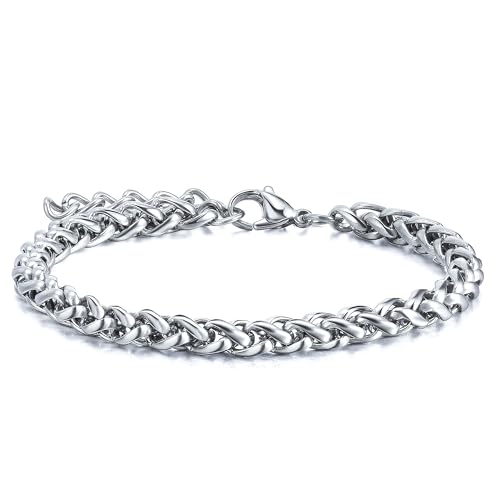 CyxenNova Armband Herren Armbänder Für Herren Edelstahl Königskette Silber Herren Schmuck Geschenke Für Männer, Dad, Freund, Ehemann, Bruder(6mm, Silber-Stil-1) von CyxenNova