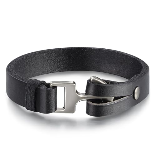 CyxenNova Armband Herren Lederarmband Herren Armbänder Für Herren Schmuck Geschenke Für Männer, Papa, Freund, Ehemann, Bruder (Schwarz) von CyxenNova