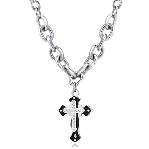 CyxenNova Kette Herren Halskette Herren Königskette Silberkette Herren, Stern Edelstahl Kreuzkette Panzerkette für Männer, Schmuck Herren Geschenke Four Point Star Necklace von CyxenNova