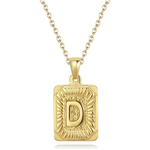 CyxenNova Kette Herren Halskette Herren Gold, Buchstaben Kette A-Z, Königskette Plattenkette Edelstahl Männer, Schmuck für Damen Geschenke (D, Gold) von CyxenNova