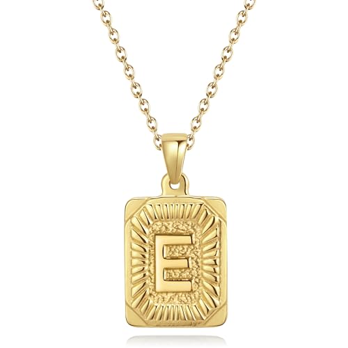 CyxenNova Kette Herren Halskette Herren Gold, Buchstaben Kette A-Z, Königskette Plattenkette Edelstahl Männer, Schmuck für Damen Geschenke (E, Gold) von CyxenNova