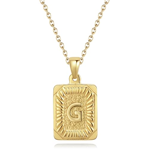 CyxenNova Kette Herren Halskette Herren Gold, Buchstaben Kette A-Z, Königskette Plattenkette Edelstahl Männer, Schmuck für Damen Geschenke (G, Gold) von CyxenNova