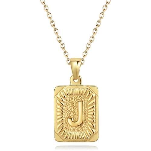 CyxenNova Kette Herren Halskette Herren Gold, Buchstaben Kette A-Z, Königskette Plattenkette Edelstahl Männer, Schmuck für Damen Geschenke (J, Gold) von CyxenNova