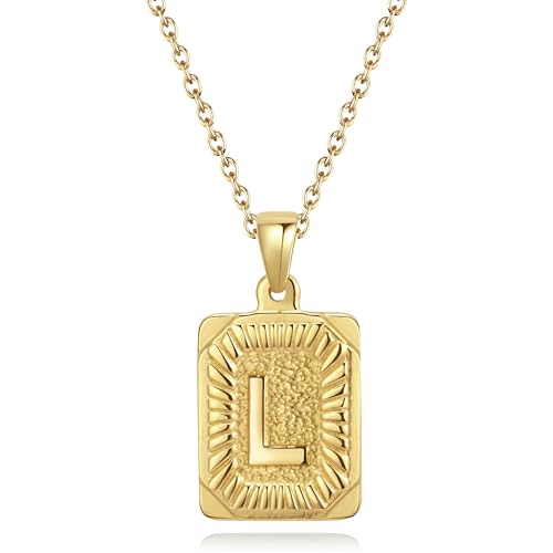 CyxenNova Kette Herren Halskette Herren Gold, Buchstaben Kette A-Z, Königskette Plattenkette Edelstahl Männer, Schmuck für Damen Geschenke (L, Gold) von CyxenNova