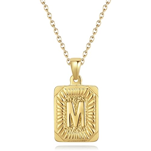 CyxenNova Kette Herren Halskette Herren Gold, Buchstaben Kette A-Z, Königskette Plattenkette Edelstahl Männer, Schmuck für Damen Geschenke (M, Gold) von CyxenNova