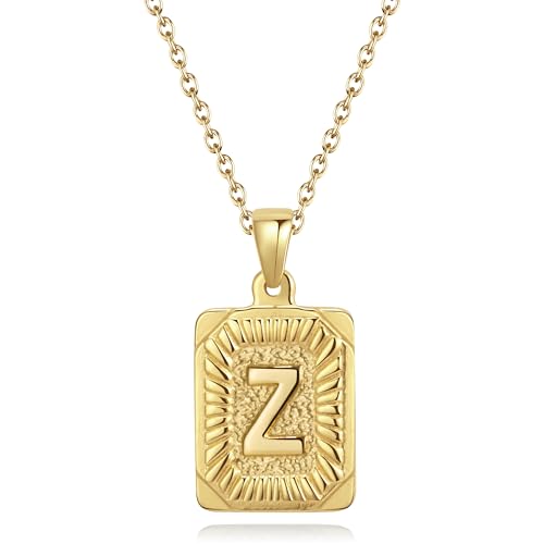 CyxenNova Kette Herren Halskette Herren Gold, Buchstaben Kette A-Z, Königskette Plattenkette Edelstahl Männer, Schmuck für Damen Geschenke (Z, Gold) von CyxenNova