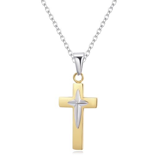 CyxenNova Kreuz Kette Herren Halskette Herren Edelstahl Goldkette Silberkette mit Anhänger Königskette Männer, Schmuck Herren Geschenke von CyxenNova