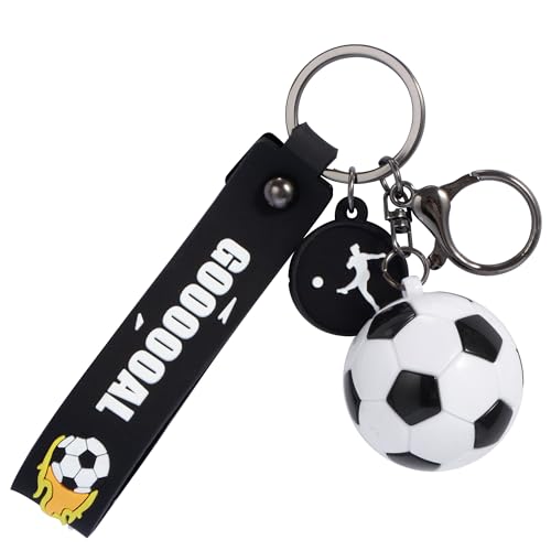 CyxenNova Schlüsselanhänger Fussball Trikot Silikon Schlüsselbund Deko Fußballplatz Schlüsselanhänger Mit O-ring Für Erwachsene und Jungen, Fussball Geschenke Für Männer Jungen (Schwarz) von CyxenNova