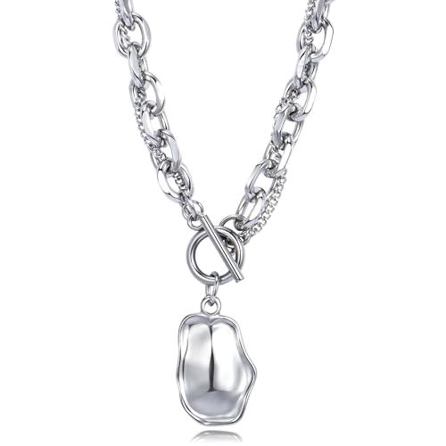 CyxenNova Kette Herren Halskette Herren Königskette Silberkette Herren, Stern Edelstahl Kreuzkette Panzerkette für Männer, Schmuck Herren Geschenke Two Layer Necklace von CyxenNova