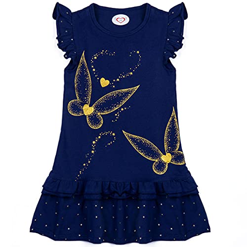 Cyxon Smiling Mädchen Kleider Langarm Baumwolle Schmetterling Print Karikatur Stickerei Casual Kleid Gr.98-128 (11-12T, NCS5813Navy) von Cyxon Smiling