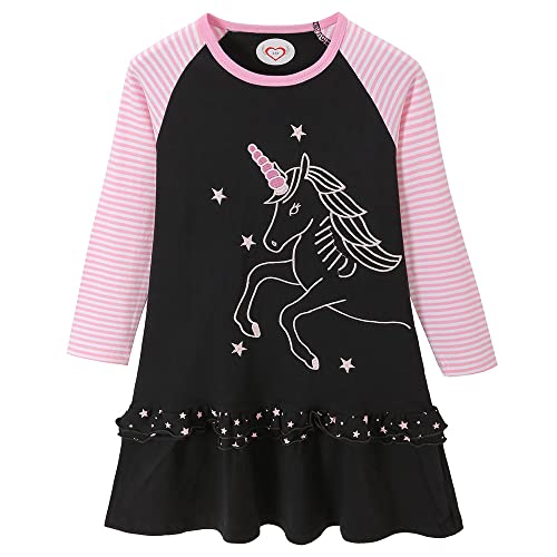 Mädchen Sommerkleid Schmetterling Druck Kurzarm Baumwolle Blumendruck T-Shirt Kleid Lässige Kinderkleidung Für Mädchen Größe 98-128. (as3, Numeric_Height, Numeric_104, NCL5822Blac, 98-104) von Cyxon Smiling