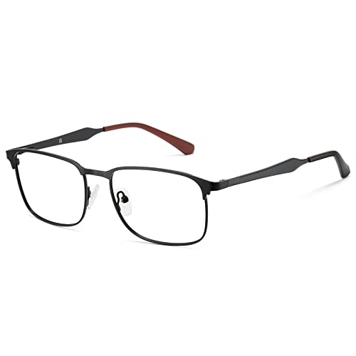 Cyxus Blaulichtfilter Brille Herren Damen Ohne Stärke Ultraleichte Metallrahmen Gaming Brille Klassisch Retro Stil für PC TV Tablet（Matt-Schwarz） von Cyxus