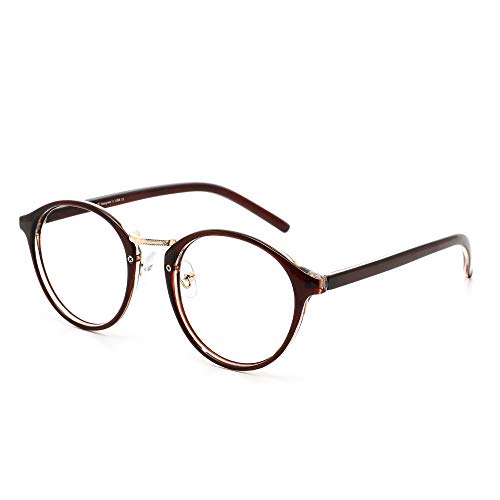 Cyxus Blaulichtfilter Brille Damen Herren Brillenfassung Rund Retro Brillen Anti Schädliches Blaulicht（8065 Braun） von Cyxus