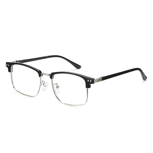 Cyxus Blaulichtfilter Brille Ohne Stärke Herren Damen Browline Computer Schutzbrille Bildschirmbrille Gaming Brille (8133 Silber) von Cyxus