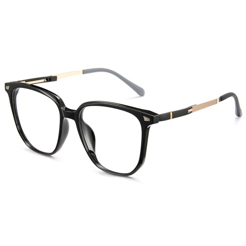 Cyxus Blaulichtfilter Brille Ohne Stärke Herren Damen Mode Computer Schutzbrille Bildschirmbrille Gaming Brille （8159T01 Schwarz von Cyxus