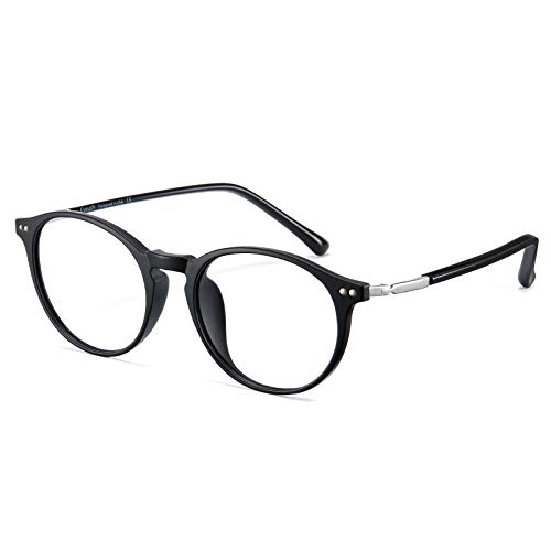 Cyxus Brille Ohne Sehstärke Damen Herren mit Blaulichtfilter TR90 Super Leicht Rund Brille Computer Gaming Brillen Anti UV 400 Retro Brillengestelle（Schwarz） von Cyxus