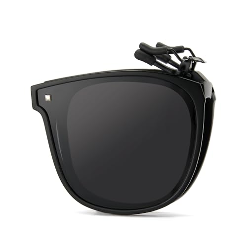Cyxus Clip-On Sonnenbrille Herren Damen Faltbare Mode Polarisiert Linse UV 400 für Fahren Angeln Reisen（1500B01 Schwarz von Cyxus