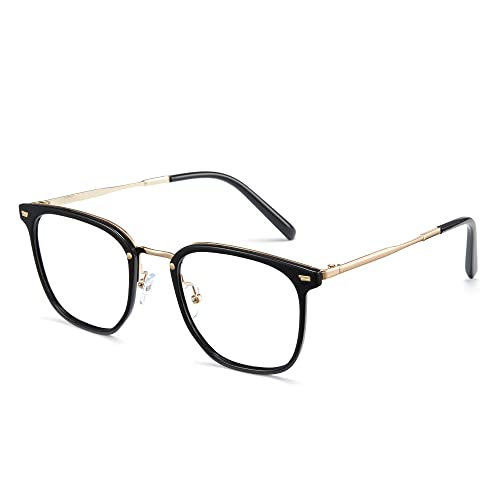 Cyxus Deko Brille Damen Herren Ohne Stärke mit Blaulichtfilter Mode Stil für PC TV Tablet（8130 Schwarz&Gold） von Cyxus