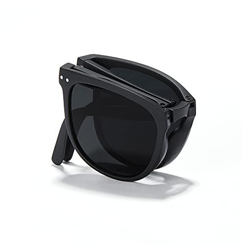 Cyxus Sonnenbrille Herren Damen Faltbare Leichtes TR90 Polarisiert Sonnenbrille UV 400 für Fahren Angeln Reisen (Schwarz) von Cyxus