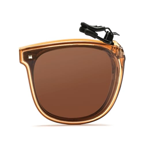 Cyxus Clip-On Sonnenbrille Herren Damen Faltbare Mode Polarisiert Linse UV 400 für Fahren Angeln Reisen （1500W49 Braun von Cyxus