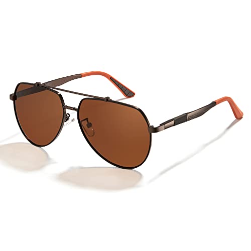 Cyxus Sonnenbrille Herren Damen Klassisch Polarisiert Sonnenbrille Outdoor UV 400 für Fahren Angeln Reisen（Braune Linsen Braune Rahmen） von Cyxus