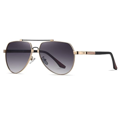 Cyxus Sonnenbrille Herren Damen Polarisiert Retro Klassisch Sonnenbrillen mit UV Schutz Fahrer Brille für Wandern Motorradfahren Golfen und Fischen (Grau Linse Gold Rahmen) von Cyxus