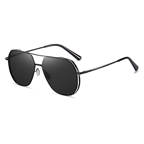 Cyxus Sonnenbrille Herren Damen Polarisiert Retro Klassisch Sonnenbrillen mit UV Schutz Fahrer Brille für Wandern Motorradfahren Golfen und Fischen (Schwarz Linse Schwarz Rahmen) von Cyxus