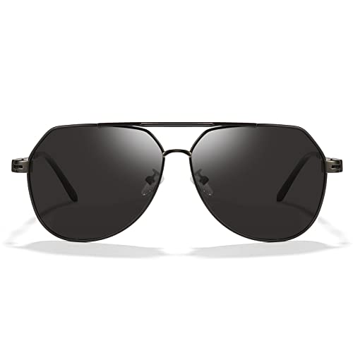 Cyxus Sonnenbrille Herren Damen Polarisierte Sonnenbrillen aus Premium Metallrahmen Retro Klassisch Unisex Brille mit UV400 Schutz, Verspiegelt Gläser, Schwarz von Cyxus