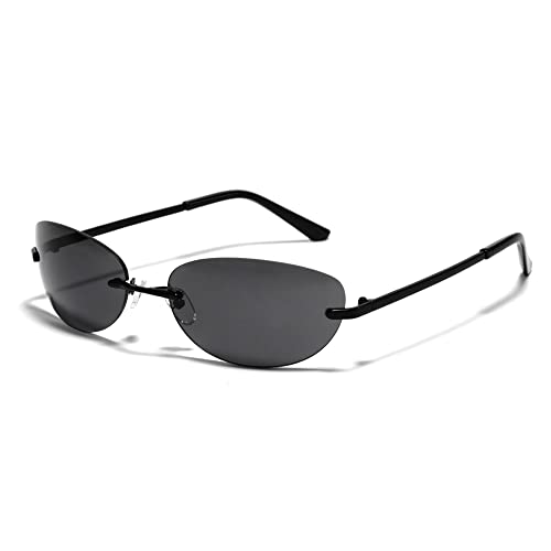 Cyxus Y2K Sonnenbrille Damen Herren Modische Randlos Sonnenbrille UV400 Schutz für Reisen Fahren Angeln Golf（1094 Schwarz） von Cyxus