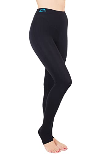 CzSalus Lange Strumpfhose, schlank machende Kompressions-Leggings (25-30 mmHg) Unterstützung Lipödem-Lymphödem POTS (Schwarz, 2XL) von CzSalus