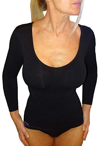 CzSalus Thermo-Unterhemd, langärmlig, für Damen, Anti-Cellulitis, schlanker Schnitt aus Emana BioFIR, Schlauch, Schwarz Medium von CzSalus