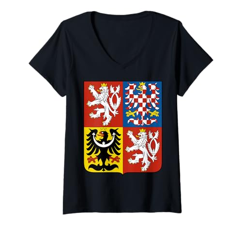 Damen Tschechische Republik Flagge Souvenir Praha Prag T-Shirt mit V-Ausschnitt Damen Tschechische Republik Flagge Souvenir Praha Prag T-Shirt mit V-Ausschnitt von Czech Republic National Pride Czechs