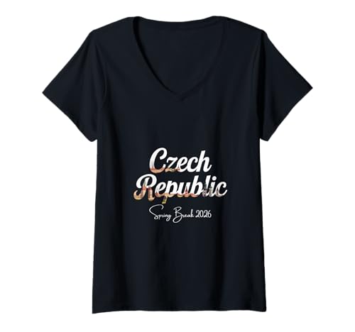 Damen Tschechische Republik Spring Break 2025 Urlaubsreisen T-Shirt mit V-Ausschnitt Damen Tschechische Republik Spring Break 2025 Urlaubsreisen T-Shirt mit V-Ausschnitt von Czech Republic Spring Break Clothes T-Shirts