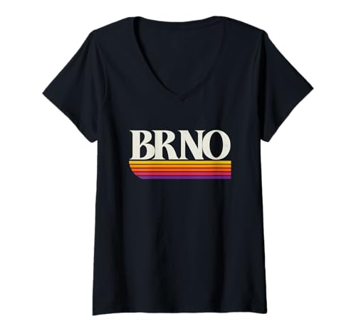 Damen Brno Tschechien Retro Grafik - Brno Czechia T-Shirt mit V-Ausschnitt Damen Brno Tschechien Retro Grafik - Brno Czechia T-Shirt mit V-Ausschnitt von Czech Throwbacks