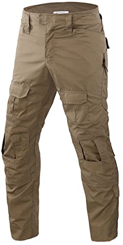 Czen Kampfhose Herren, Militärische Taktische Hosen Airsoft Gear BDU Uniformen Camouflage Hose für Paintball Jagd Airsoft (KHAKI,M) von Czen