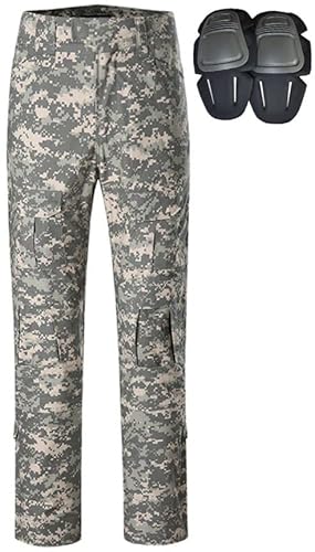 Czen Militär Hose, Taktische Hose für Herren, Airsoft BDU Paintball Schießen Hosen Combat Männer Hose G3 Camouflage Hose mit Knie Pads, ACU, M von Czen