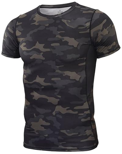 Czen Sport-T-Shirt, Herren, Militärhemd, Camouflage, schnell trocknend, taktisches T-Shirt, kurzärmelig, Ayblack, M von Czen