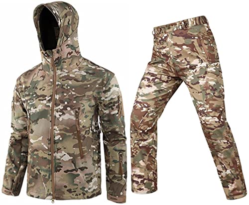 Czen Taktische Jacke und Hose für Herren, Kampfkleidung, Jagduniform, Camo, Militär, 4 Stück, Set aus Armee-Multicam-Kleidung (CP, L) von Czen