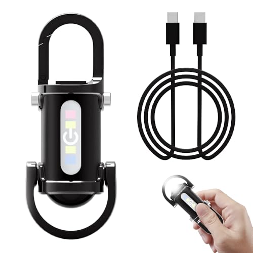 Czerio 1200LM Super Bright Mini Keychain Flashlight, Versatile 6 Modes EDC Flashlight, Rechargeable Mini Emergency Power for Rescue Camping (Schwarz) von Czerio