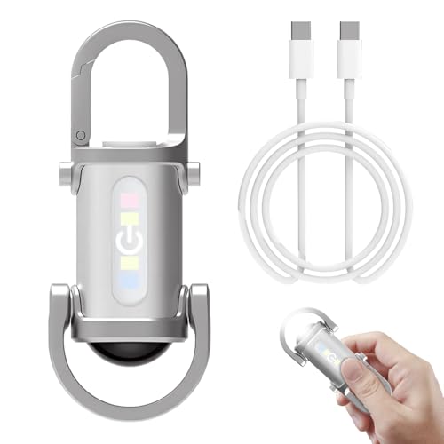 Czerio 1200LM Super Bright Mini Keychain Flashlight, Versatile 6 Modes EDC Flashlight, Rechargeable Mini Emergency Power for Rescue Camping (Silber) von Czerio