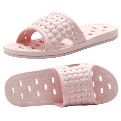 Czgcpyc Badepantoffeln mit Drainagelöchern, Schnell Trocknende, Rutschfeste Hausschuhe, Schlafsaal, Zuhause, Badezimmer, Hausschuhe, Unisex, Rosa, EU 37–38 von Czgcpyc