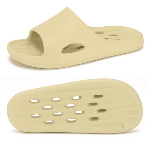Czgcpyc Duschschuhe mit Löchern, Schnelltrocknende, Rutschfeste Badeschuhe für Männer und Frauen, Hausschuhe, EU 37-38 Gelb von Czgcpyc
