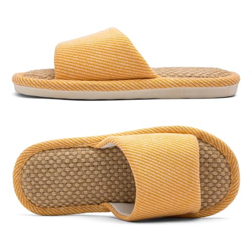 Czgcpyc Hausschuhe aus Leinen und Stoff Hausschuhe All Seasons Silent Hausschuhe Unisex Gelb EU 37-38 von Czgcpyc